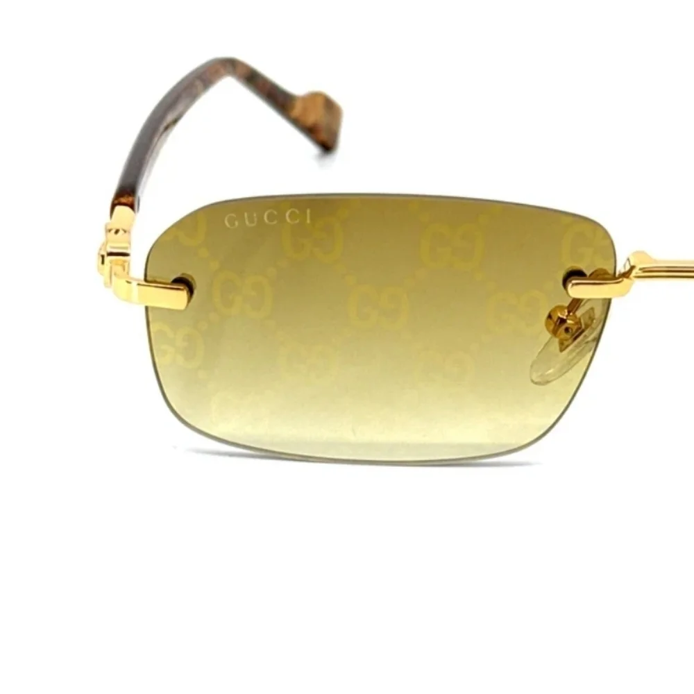 Gucci Gold Rimless GG Logo Gradient Sunglasses